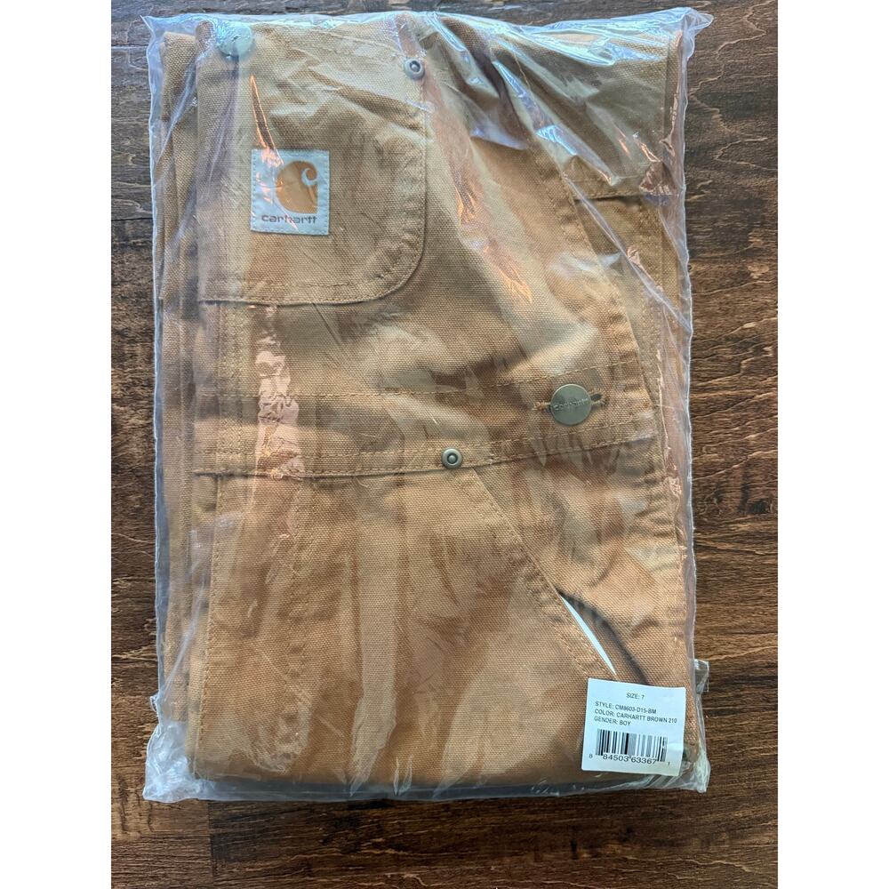 Carhartt brown duck wash bib overall size 7 NEW